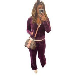 Juicy Couture Tracksuit Sweatsuit Set Hoodie & Sweatpants Rare Purple Medium